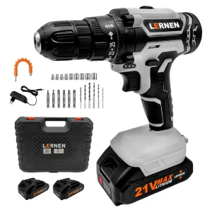 Kit Taladro Destornillador Inalámbrico Lernen TIK2BG 21V + 2 Baterías Color Gris